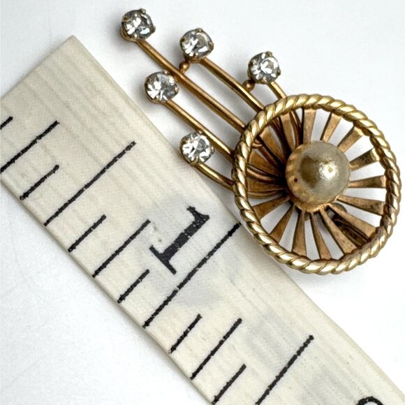 Van Dell Vintage 12K Gold-Filled Pendant Rhinestone Accents & Radiant Design - Picture 4 of 7